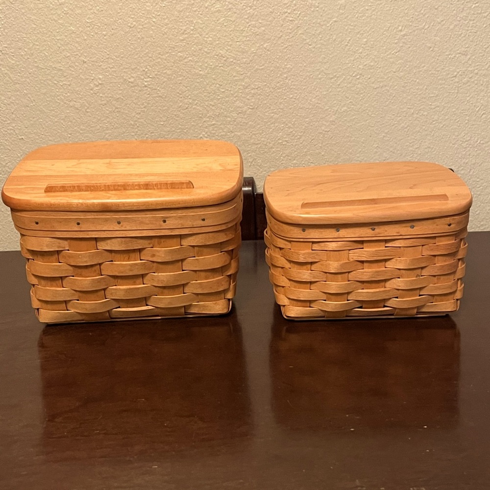 Longaberger handwoven recipe boxes.